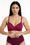 Zivame Padded Non Wired 3/4Th Coverage T-Shirt Bra - Dark Purple — thumbnail 1